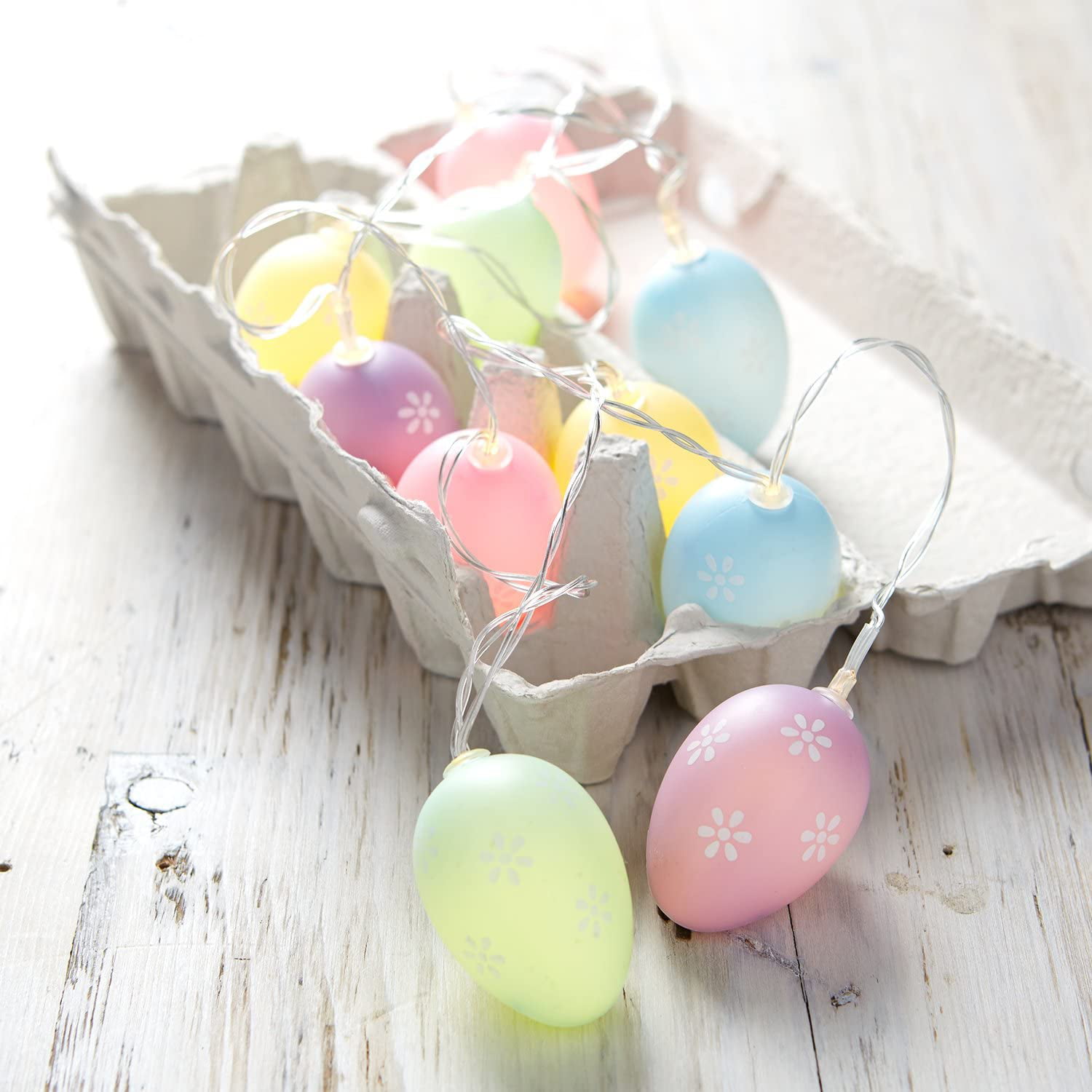 Indoor Easter Egg Light Set 10 Jelly Pastel Eggs Battery Operated NEW 