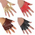 thumbnail image 6 of NIBOLOG Women Ladies Fashion Half Finger Faux Leather Short-Figures Gloves Half Palm, 6 of 8