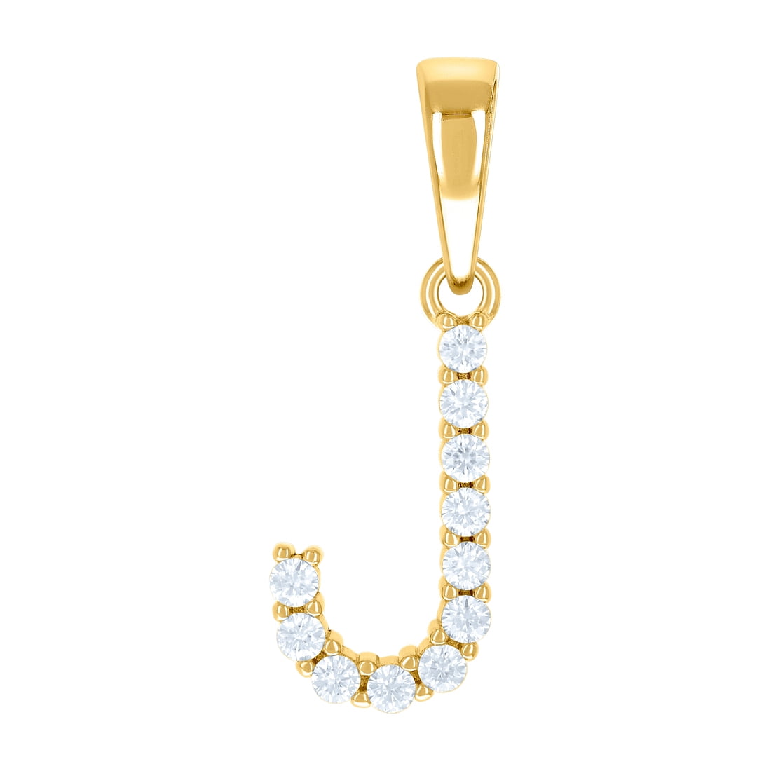 925 Sterling Silver Yellow-tone Unisex Cubic Zirconia Letter Name Personalized Monogram Initial J Alphabet Charm Pendant