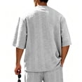 thumbnail image 5 of hotojiny Mens Casual T-Shirts Textured Classic Fit Half Sleeve Knit Tees Loose Crewneck Solid Color Tee Shirts S-3XL, 5 of 5