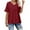 Wine, variant on fatyb Women's Short Sleeve Tops Casual V Neck Ruffle Dressy T Shirts Solid Color Loose Summer Blouses