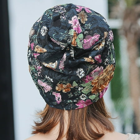 

Qufokar Profile for Men Bra Hat Loss Head Hair Women Hat Turban Scarf Print Wrap Lace Stretch Baseball Caps