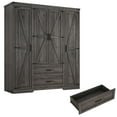 thumbnail image 7 of ChVans 70" Farmhouse Armoire Wardrobe Closet with Doors and Drawers, 4 Barn Doors Wardrobe Armoire with Hanging Rods and Multi-Layer Shelves for Bedroom, Grey-70", 7 of 7