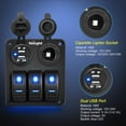 thumbnail image 3 of Nilight - 3 Gang Rocker Switch Panel Waterproof Pre-Wired Aluminum Switch Panel with Dual USB Charger Socket & Cigarette Lighter Socket 12V 24VDC ON Off Switch Panel for Cars Rvs Trucks, 3 of 7