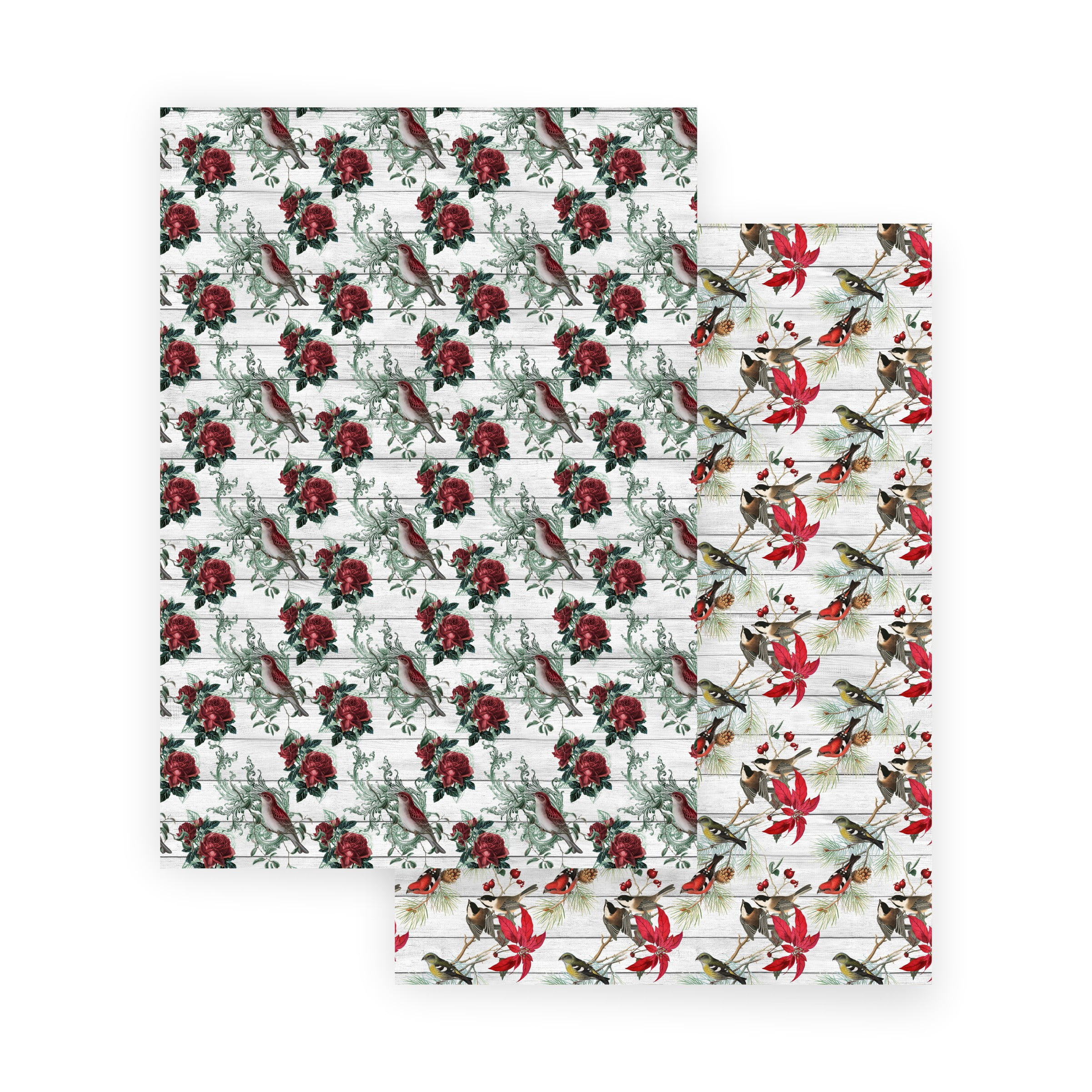 Scrapbooking Paper VINTAGE CHRISTMAS BIRDS 10 Double Sided Sheets 8.25 x 11.75, Craft Paper, Decoupage Paper, Decorative Paper, Vintage Paper