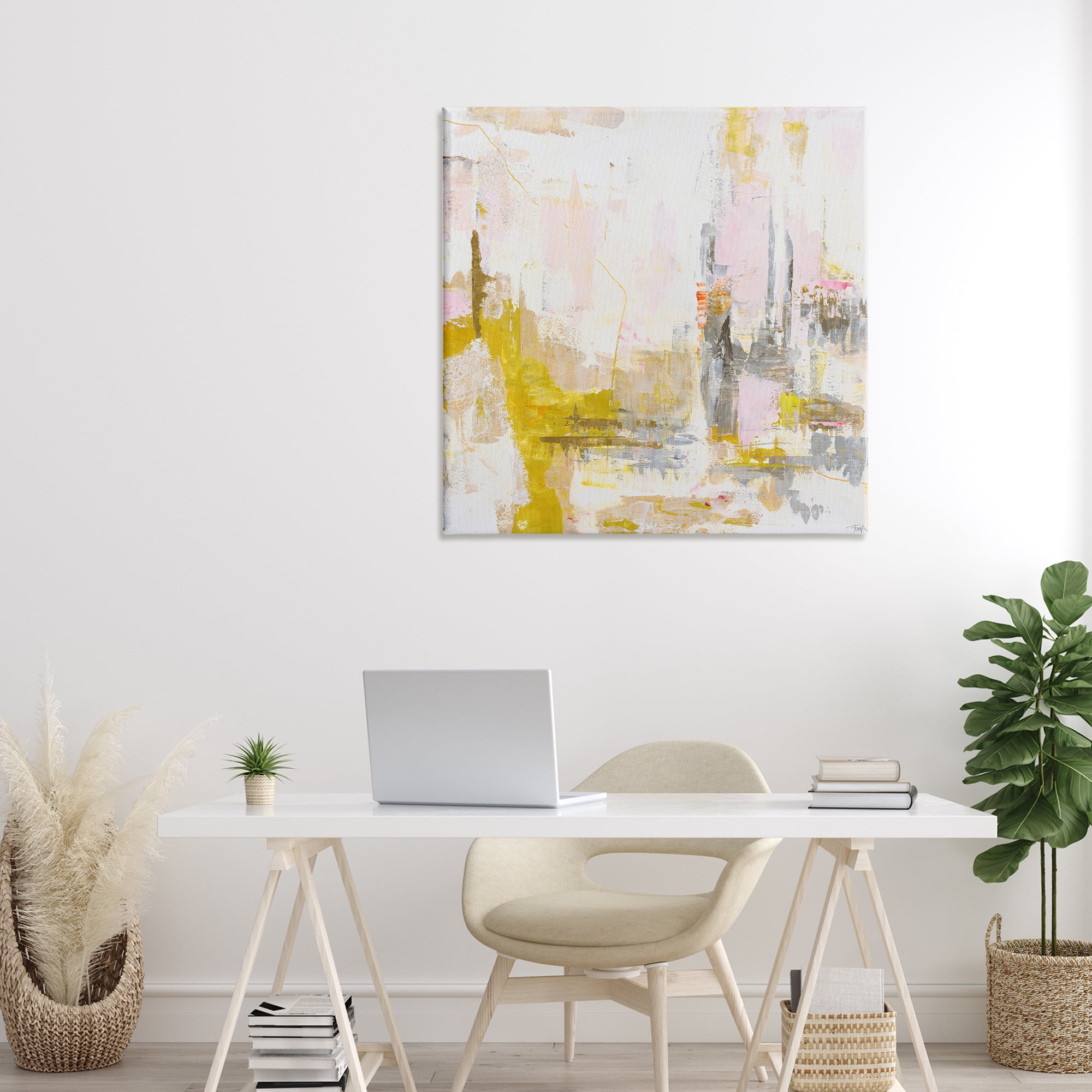 Stupell Industries New Age Yellow Abstract Canvas Wall Art, design by Design Fabrikken