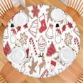 thumbnail image 2 of White Christmas Cookie Pattern Round Fitted Tablecloth with Elastic Edge,Dining Table Cover Waterproof,Outdoor Round Tablecloth for Camping,Dining,Indoor and Outdoor, 2 of 7