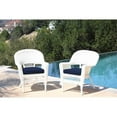 thumbnail image 3 of Afuera Living Chaise en Osier/rotin avec Coussin, Blanc/bleu (Ensemble de 2), 3 of 6