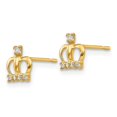 thumbnail image 2 of 14K Yellow Gold Earring Button Women'S Cubic Zirconia CZ 7 mm 6, 2 of 3