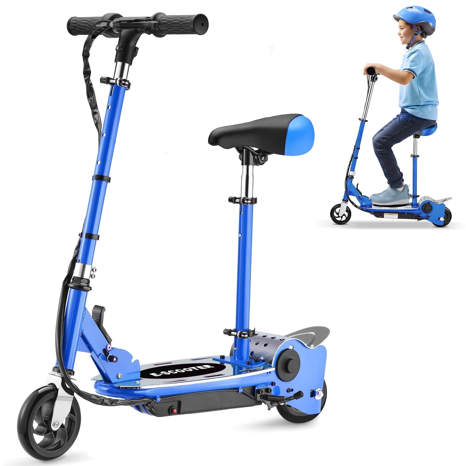 Zupapa Upgraded Electric Scooter with Removable Seat for Kids Ages 6-12, Ride on UL Certified Motorized Scooters, 60 Mins Ultra-long Battery Life, Up to 10MPH and 155LBS Max Load, Blue