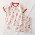 thumbnail image 2 of Pretxorve All Age Outfit Kids Cool Thin Short Sleeve Top and Shorts Unisex Daily Indoor Relaxed Pajama, 2 of 4
