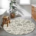 thumbnail image 5 of Green Retro Floral Washable Round Area Rug 4 ft, Farmhouse , Soft Non Slip Rugs Stain Repellent Indoor Felt Carpet for Living Dining Room Bedroom Home Office, 5 of 9