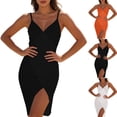 thumbnail image 7 of Dvprdro Womens V Neck Spaghetti Strap Midi Dress Solid Color Sleeveless Beach Swimwear Cover Up Party, 7 of 7