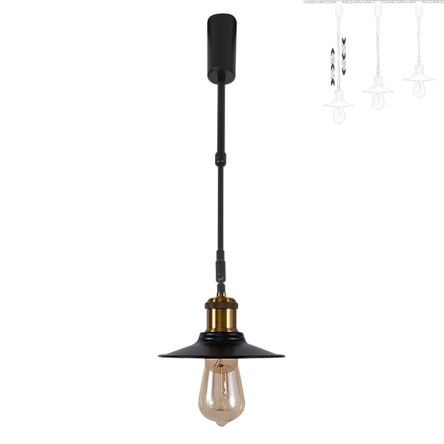 FSLiving Lampe de Piste Réglable en Hauteur Type H Rétractable avec Tige Télescopique Lampe Gimbale Réglable-Post Halo Industriel Mini Lampe, Noir Mat - 1 Lumière