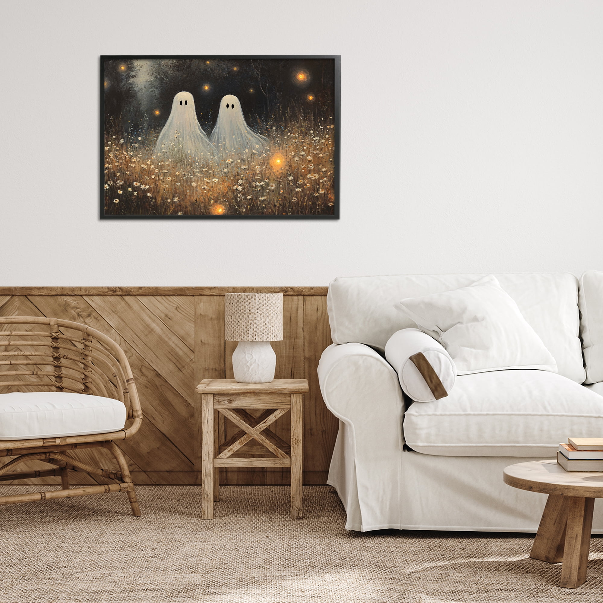 Stupell Industries Ethereal Ghost Twins Black Framed Giclee Art, design by Jacky Ngan