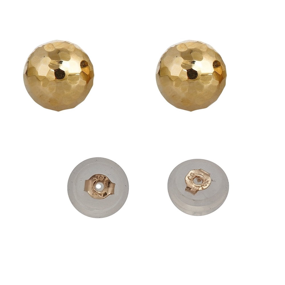 Decadence 14K Yellow Gold 8mm Diamond Cut Ball Stud Earrings with 14K