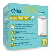 Dekor Mini Diaper Pail Refills | Most Economical Refill System | Quick & Easy to Replace | No Preset Bag Size â€“ Use Only What You Need | Exclusive End-of-Liner Marking | Baby Powder Scent | 2 Count