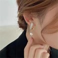 thumbnail image 6 of GHSOHS Elegant Diamond Pearl Tassel Dangle Earrings for Women Trendy Sparking Gold Zircon Pearl Drop Earrings Jewelry Gift, 6 of 9