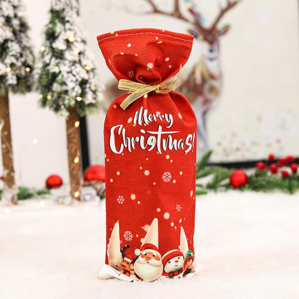Set Of 2 Christmas Santa Claus Wine Bottle Gift Box Holiday Wine Holder NIP 