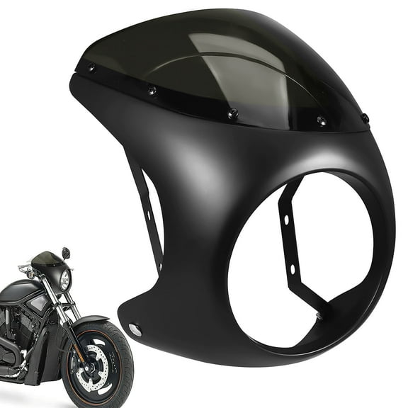 UPOUART Black Motorcycle Windshield Fairing ABS Iron Headlight Cover for Enhanced Safety and Better Riding