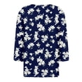 thumbnail image 4 of Cute Shirts For Women V Neck 3/4 Sleeve Graphics Print Classic Casual Button Tunic Tops Comfy Soft Spring Basic Work Tee Vacation Clothes Blue L, 4 of 5
