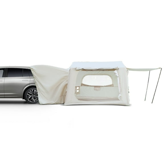 Inflatable SUV Camping Tent 4-6 Person 4 Season Waterproof PU3000mm Windproof Glamping Tent Manual Pump Stove Jack Mesh Windows Awning Easy Setup Standalone or Tailgate Tent for Family Camping