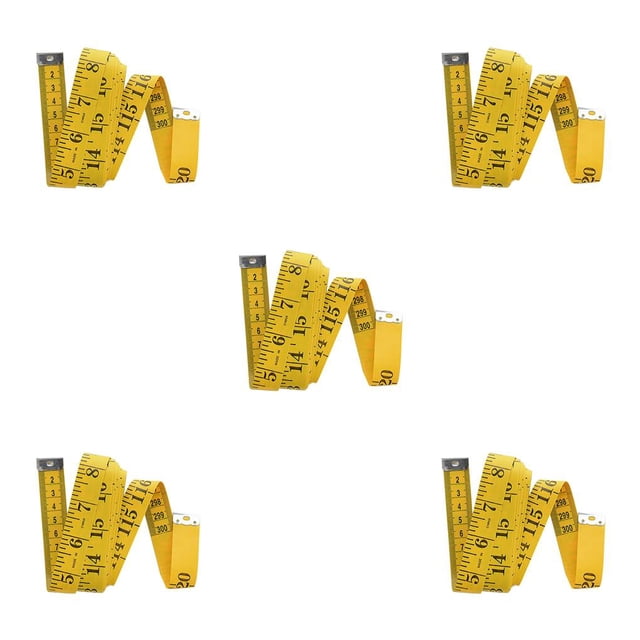 Justharion Sewing Tape Measure Clear Scale Body Flat Ruler Portable Pocket DIY Dressmaking Length Waistline Leg Centimeter Meter Yellow 5Set