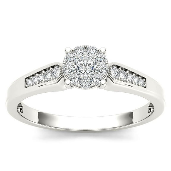 Halo Diamond Engagement Ring Promise Ring 2.0 Ct Diamond 14K White Gold Over