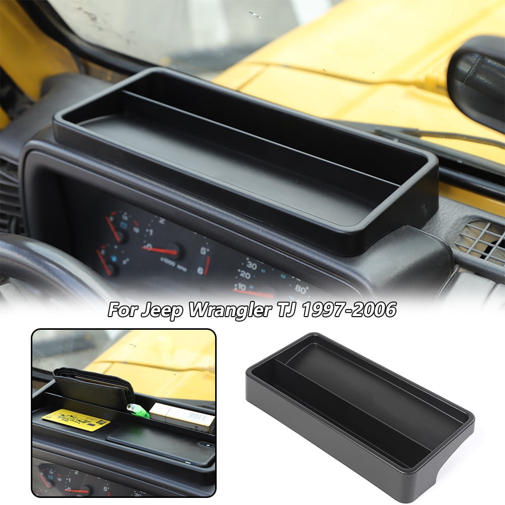 CheroCar Dash Tray, Dashboard Storage Box Organizer for 1997-2006 Jeep  Wrangler TJ, Black 