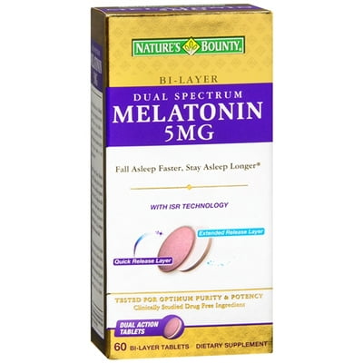 Natures Bounty Dual Spectrum Melatonin 5Mg Tablets Bi-Layer - 60 Ea, 3 Pack
