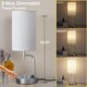 thumbnail image 2 of Lámpara de mesa con  táctil USB, lámpara de noche mejorada de 3 vías regulables con puertos de carga USB C y A y tomacorriente de CA, lámpara de mesita para dormitorio, bombilla, 2 of 7