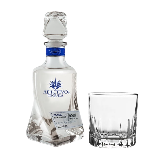 Tequila Adictivo Plata 750 ml + 1 Vaso Lowball