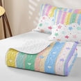 thumbnail image 4 of Erosebridal Kawaii Rainbow Stars Twin Quilt Set,Cute Colorful Lines Art Twin Coverlet Set For Girls,2-Piece, 4 of 7