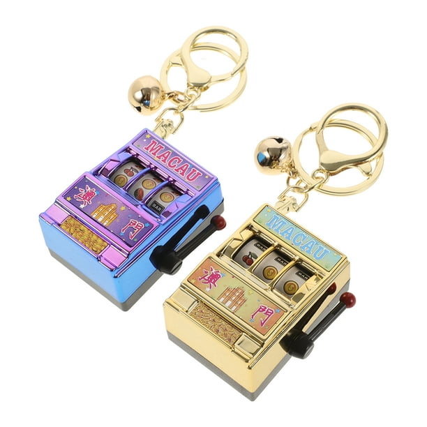Llavero de máquina tragamonedas de frutas, 2 uds., Mini Joystick Retro, juego móvil, entretenimiento, llavero, colgante divertido, juguete creativo para recuerdo de Las Vegas