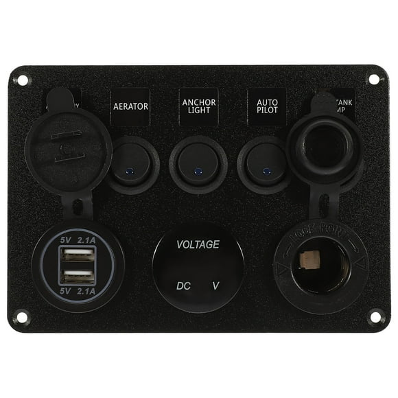 ADDHAT 1Ud Panel De 5 Botones Con Voltímetro Y Doble USB Para Control Eléctrico De Automóvil