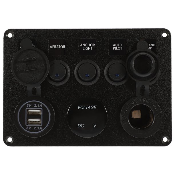 ADDHAT 1Ud Panel De 5 Botones Con Voltímetro Y Doble USB Para Control Eléctrico De Automóvil