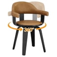 Desk Chair No Wheels, Century Modern Swivel Accent Chair, Faux Leather