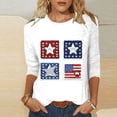 thumbnail image 5 of Yeaiivve 3/4 Length Sleeve Womens Tops 2026 Summer Fashion Patriotic T-Shirts Red White and Blue Crewneck Causal Graphic Tee Plus Size Tunic Tops White,L, 5 of 6