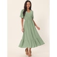 thumbnail image 2 of DARING DIVA Women's Swiss Dots Ruffle Midi Dresses L Light Green, 2 of 6
