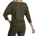 thumbnail image 3 of Blusa Match para Mujer con Mangas 3/4 y Drapé Verde Militar Talla XL, 3 of 5