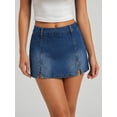 thumbnail image 6 of EMMIOL Women's Mid-Low Waisted Stretch Denim Mini Skort Y2K Casual Jean Skirt with Built-in Shorts, 6 of 7