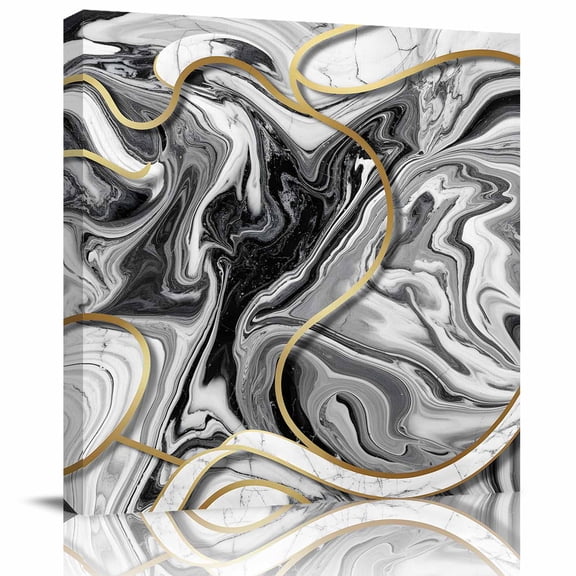 Wall Art Prints, Grey Marble Framed Canvas Prints for Bedroom Living Room Bathroom Office, Modern Abstract Art Ink Painting Gallery Wrap Wall Art Poster for Gifts Home Decor 12"x12"