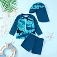 thumbnail image 2 of Ticikt Baby Boys Swimwear Set Long Sleeve Rash Guard Swim Shirt with Print Swim Trunks and Hat for Toddler Summer Beach Play, 2 of 6