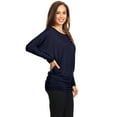 thumbnail image 2 of Women's Boat Neck 3/4 Dolman Sleeve Basic Top Regular & Plus Size Made in USA, 2 of 3