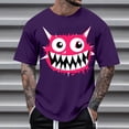 thumbnail image 1 of Blusas y camisas de manga corta con cuello redondo para hombre, blusas casuales de verano a la moda con cuello redondo y estampado para hombre., 1 of 4