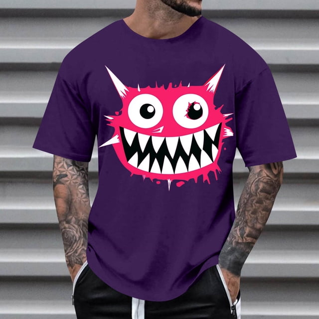 Blusas y camisas de manga corta con cuello redondo para hombre, blusas casuales de verano a la moda con cuello redondo y estampado para hombre.
