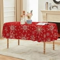 thumbnail image 3 of Christmas Tablecloth 60×84 Inch Oval, Simple Snow Stick Figure Red Washable Table Cover for Party Picnic Dinner Decor, 3 of 6