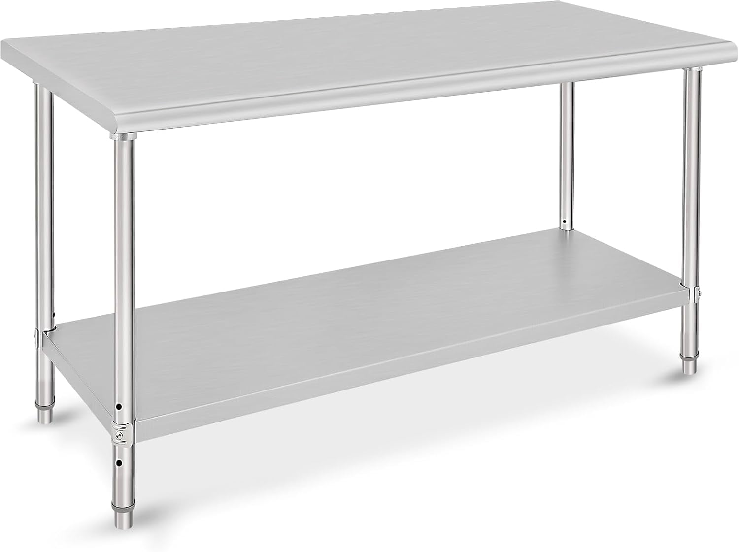 OUTGOODS Stainless Steel Work Table, NSF Commercial Grade, Adjustable Shelf, Silver