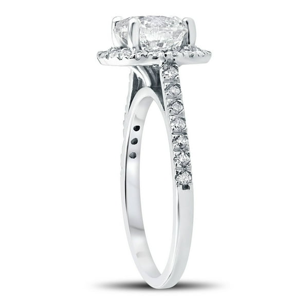 Edge Jewel Round Cut 1.42 Ct Lab Created Diamond Engagement Ring - 14K White Gold Plated Wedding Ring - Halo Diamond Engagement Wedding Rings - Personalized Promise Gifts Ring for Mother