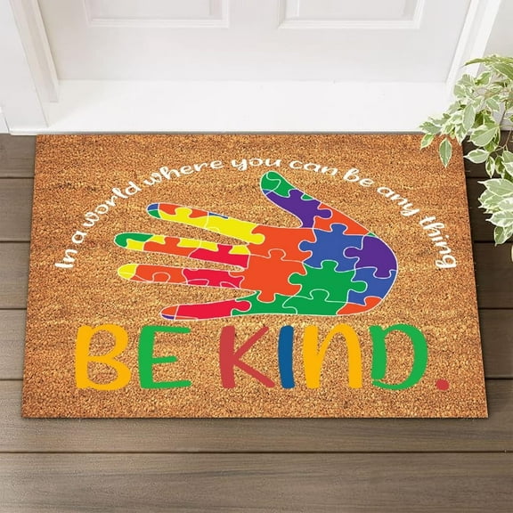 in A World Where You Can Be Any Thing Be Kind Mats for Front Door Entry Front Porch Doormat Non-Slip Carpet Rugs Floor Mat Decorative for Home Bathroom Kitchen Indoor 18x30 Inch